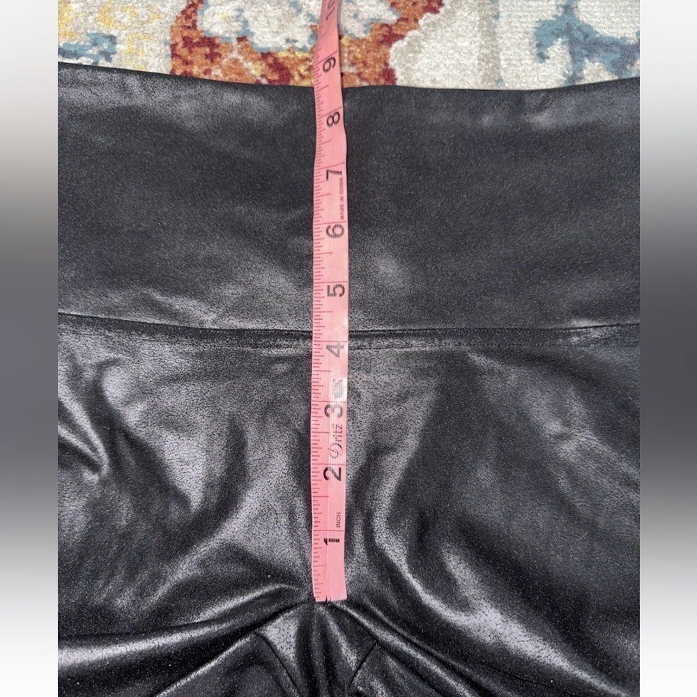 Spanx Leggings Womens Sz M Faux Leather Moto Black Pants Slimming Stretch Skinny - Picture 10 of 12